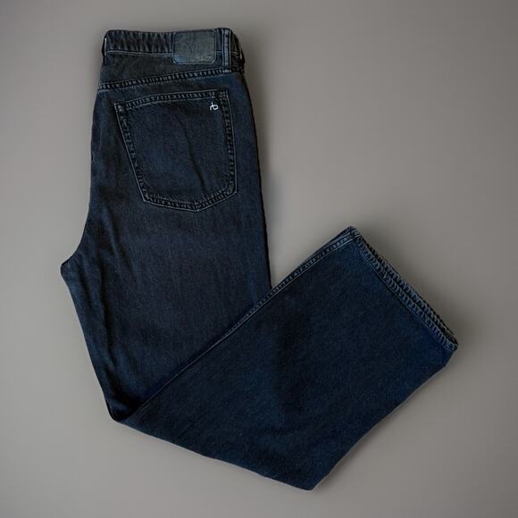 Rag & Bone Logan Wide Leg Jeans Women's 32 Black Mid Rise Minimalist Glam NYC - Picture 1 of 10